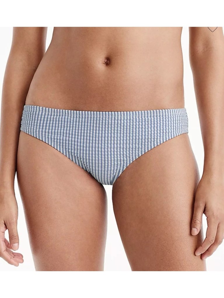 J.Crew Striped Hipster Bikini Bottoms Low Rise Moderate Coverage Blue White M
